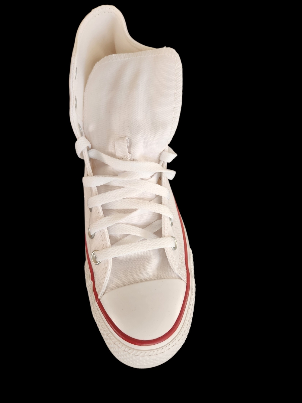 Converse Chuck Taylor All Star High Top - White with Red & Navy Trim - Picture 3 of 5